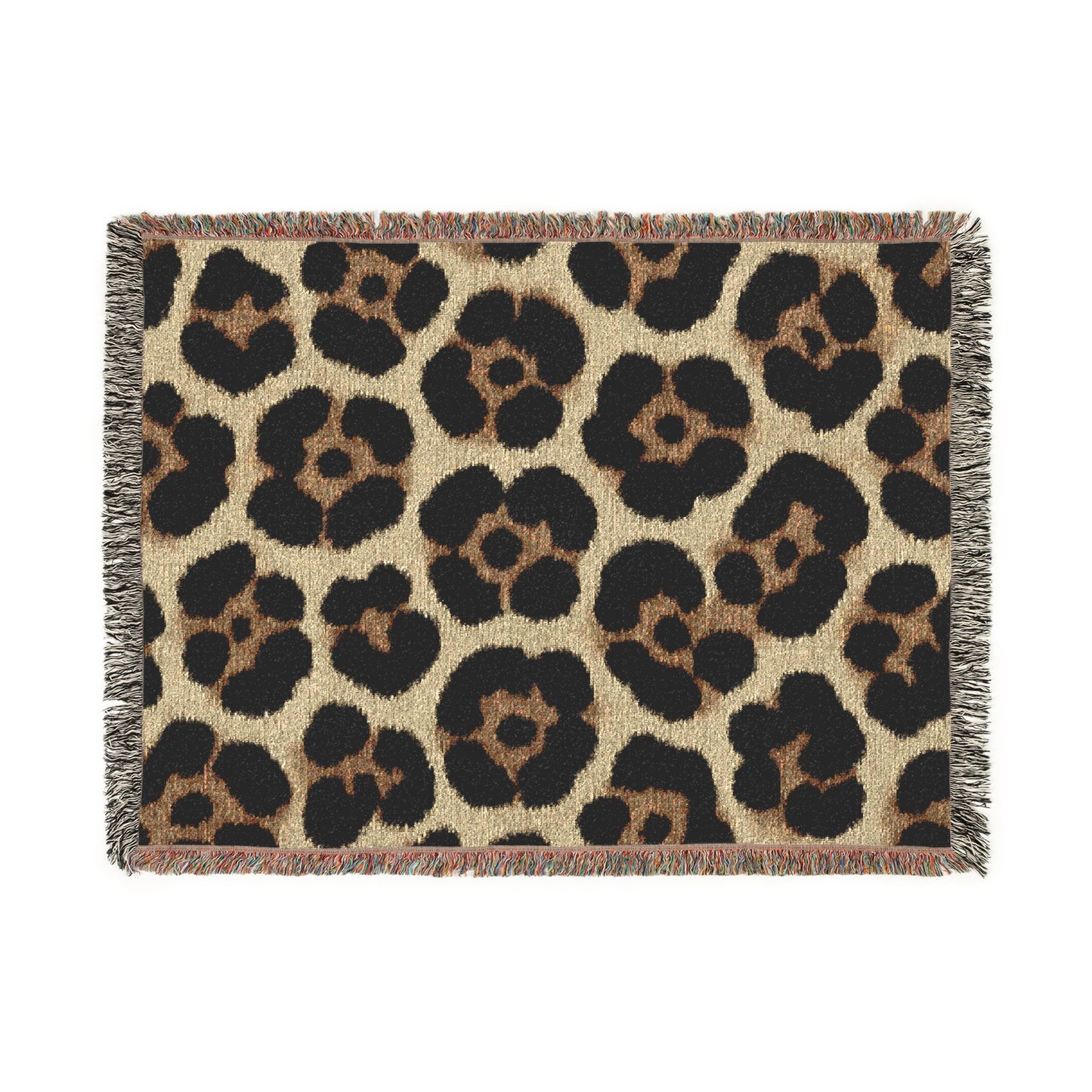 Leopard Print Woven Throw Blanket