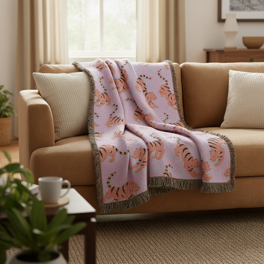 Tiger Animal Woven Throw Blanket