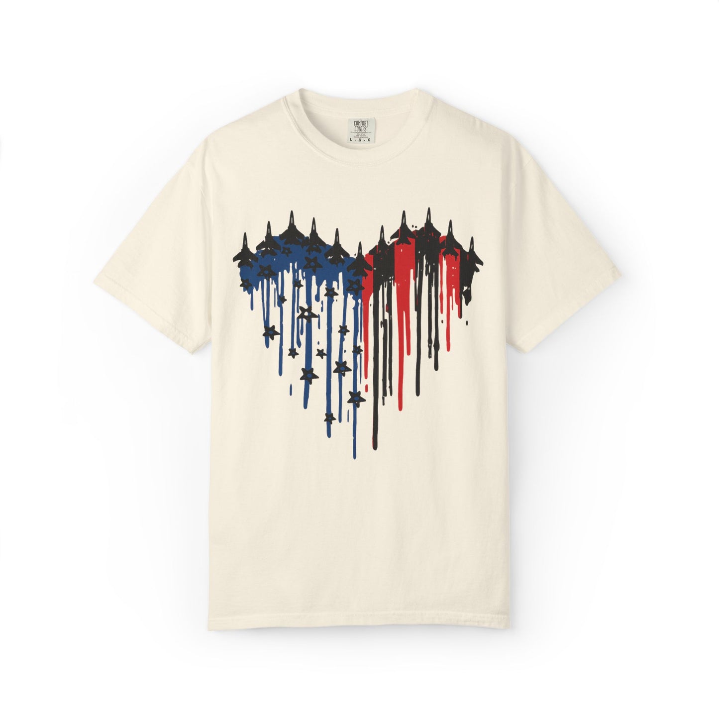 Fighter Jet Flag Heart Tee