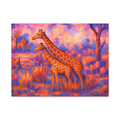 Safari Sunset Giraffe Canvas Print - Vibrant Wildlife Wall Art