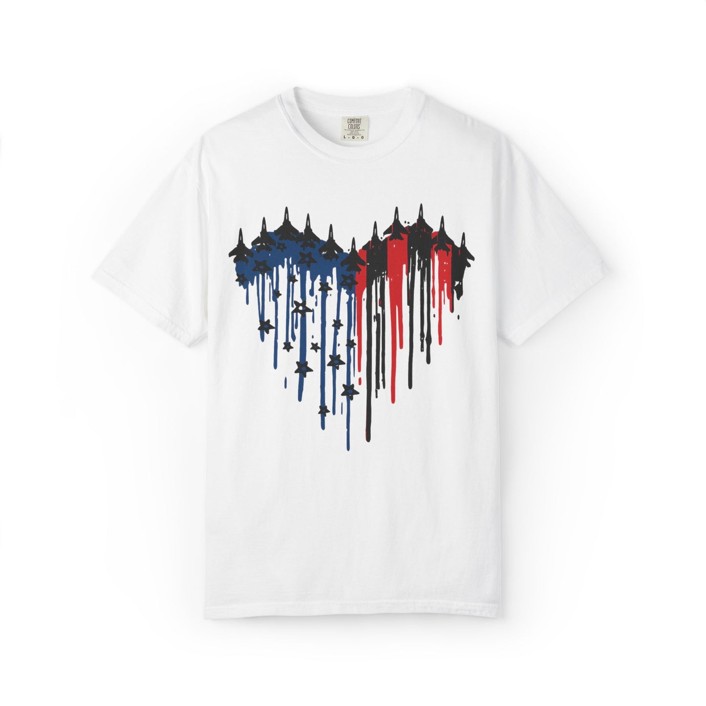 Fighter Jet Flag Heart Tee