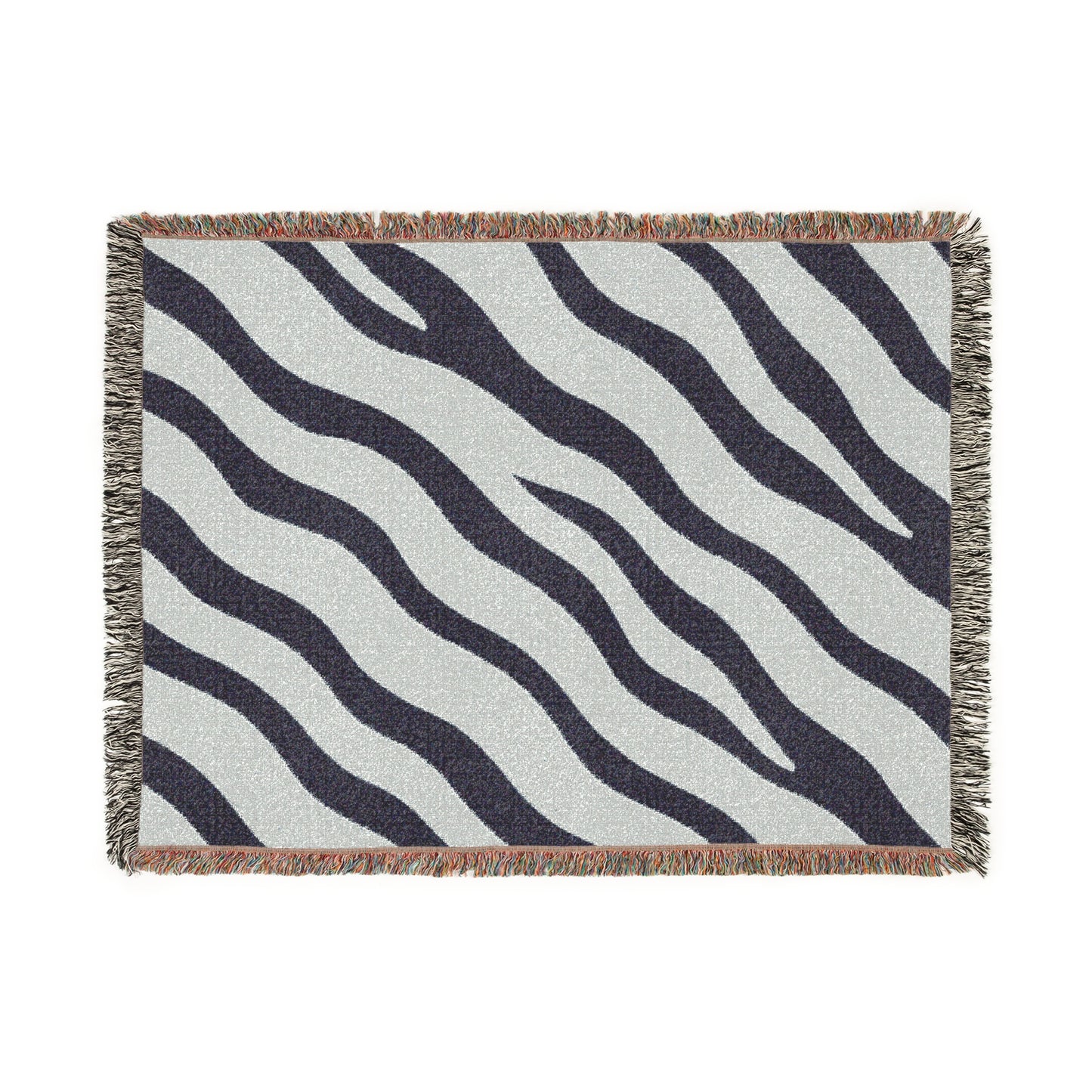 Zebra Stripe Woven Throw Blanket Blue & Gray