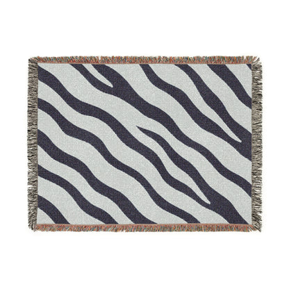 Zebra Stripe Woven Throw Blanket Blue & Gray
