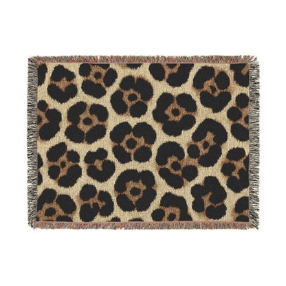 Leopard Print Woven Throw Blanket