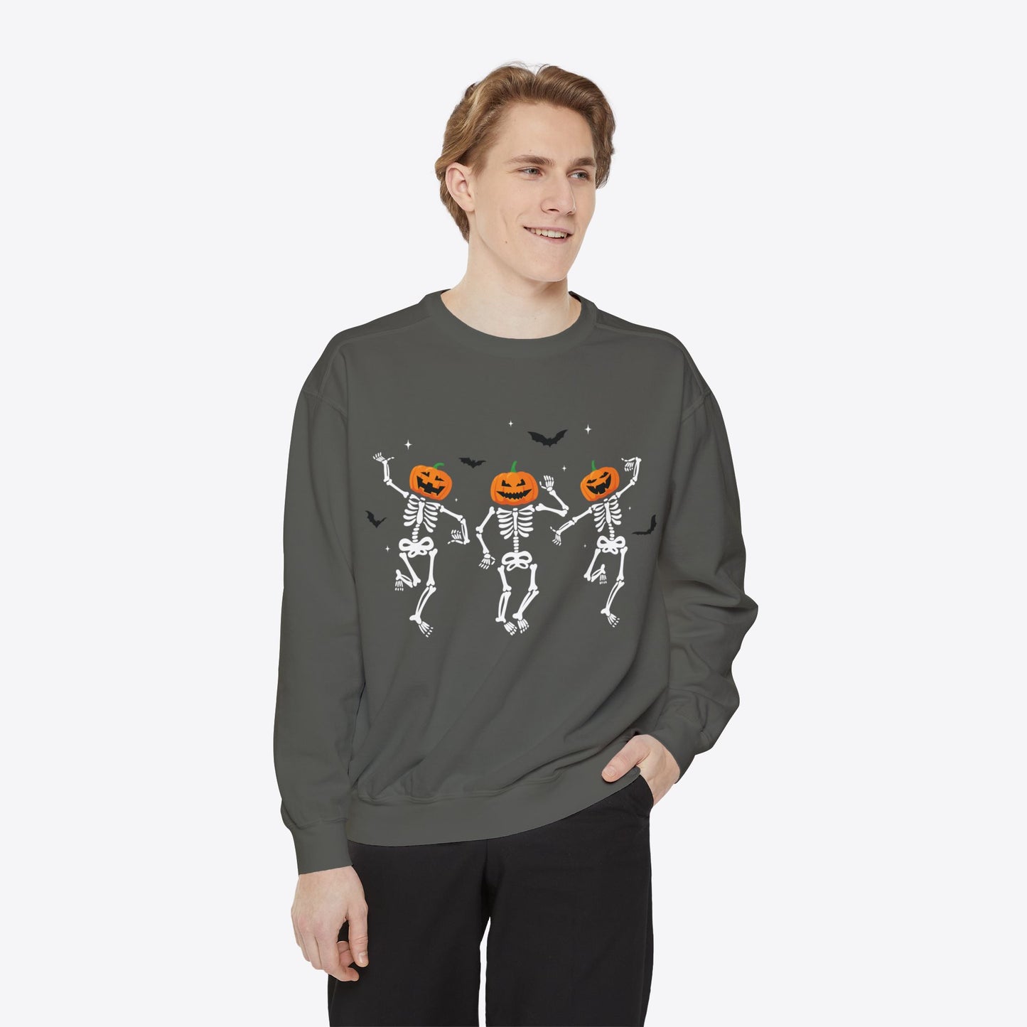 Dancing Pumpkin Head Skeleton Sweatshirt