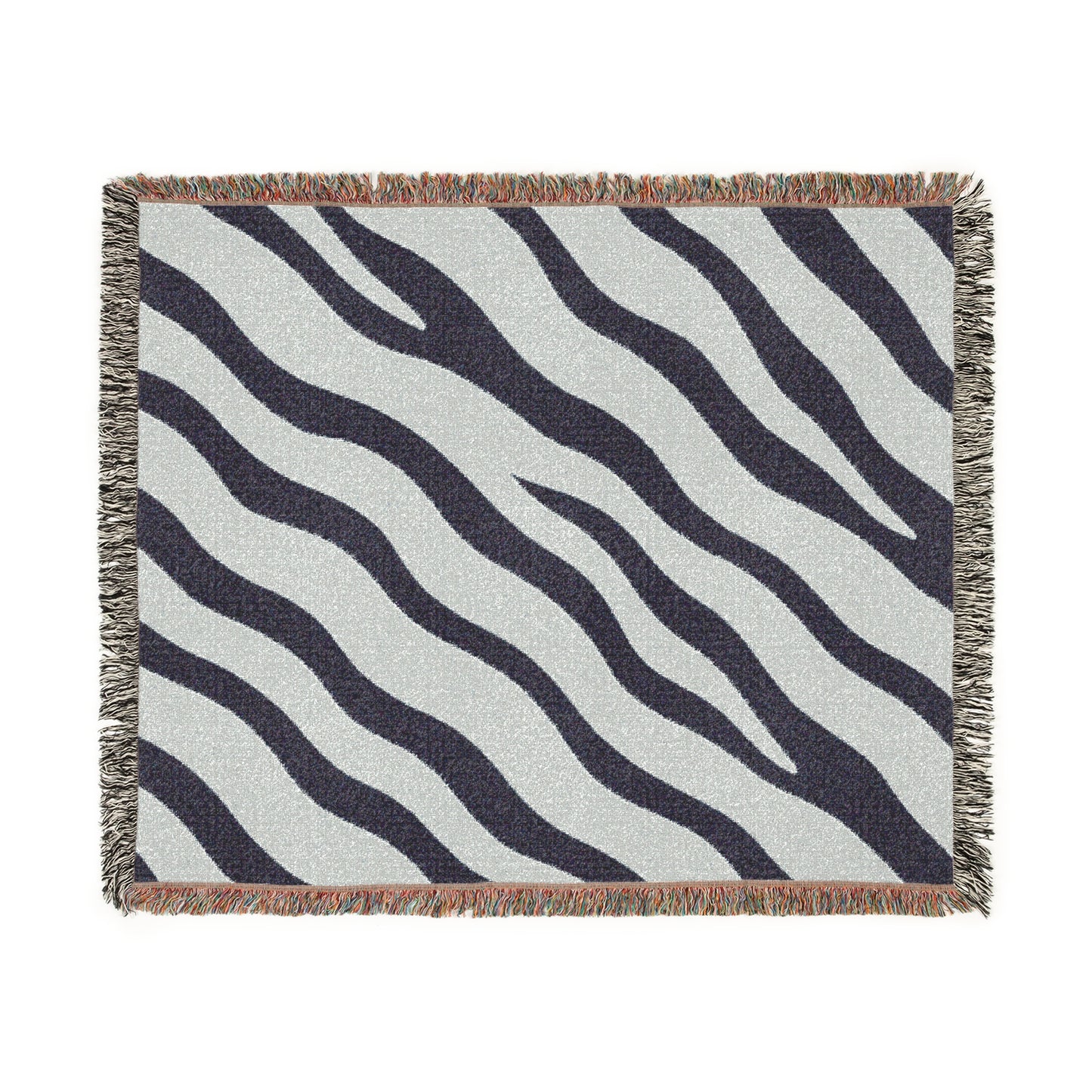 Zebra Stripe Woven Throw Blanket Blue & Gray