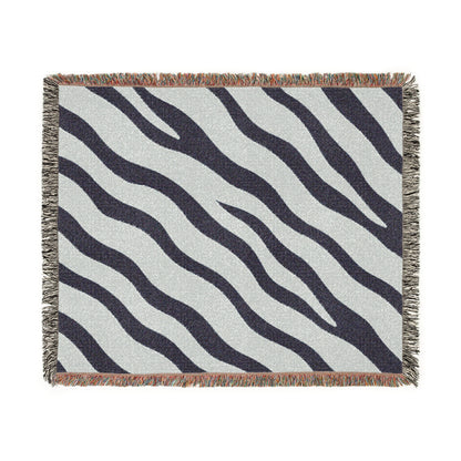 Zebra Stripe Woven Throw Blanket Blue & Gray
