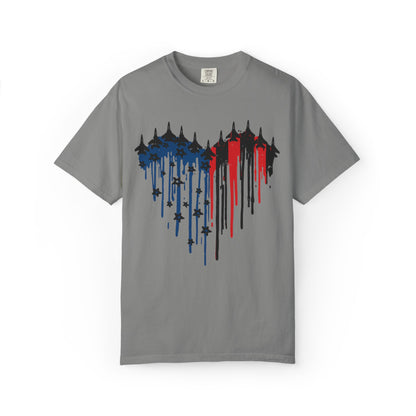 Fighter Jet Flag Heart Tee
