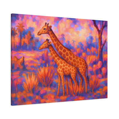 Safari Sunset Giraffe Canvas Print - Vibrant Wildlife Wall Art