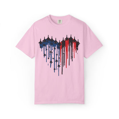 Fighter Jet Flag Heart Tee