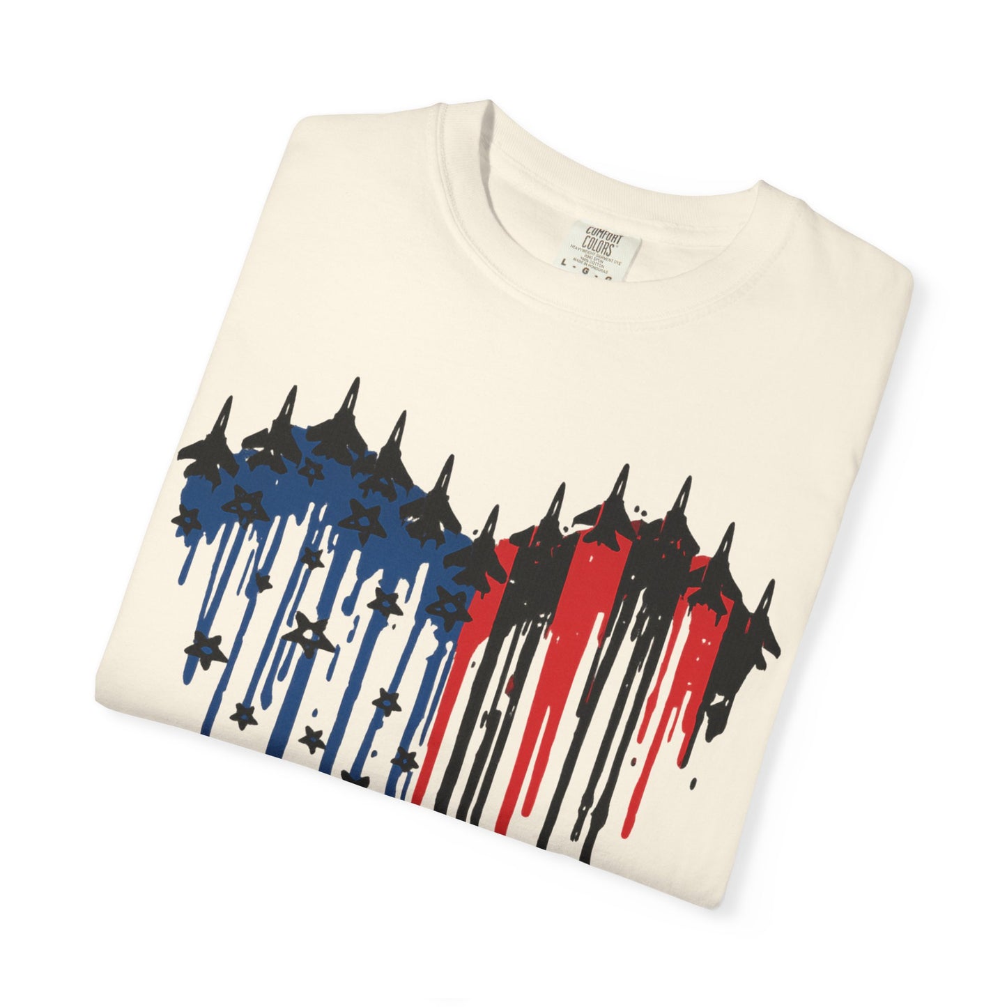 Fighter Jet Flag Heart Tee