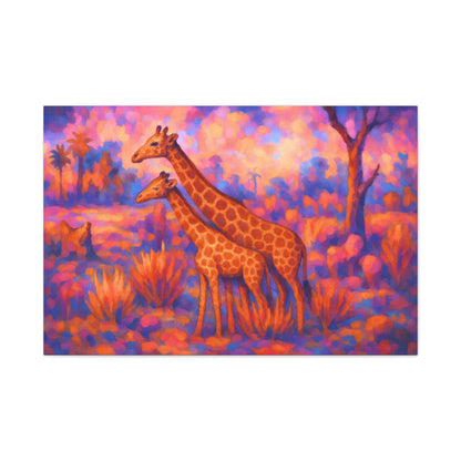 Safari Sunset Giraffe Canvas Print - Vibrant Wildlife Wall Art