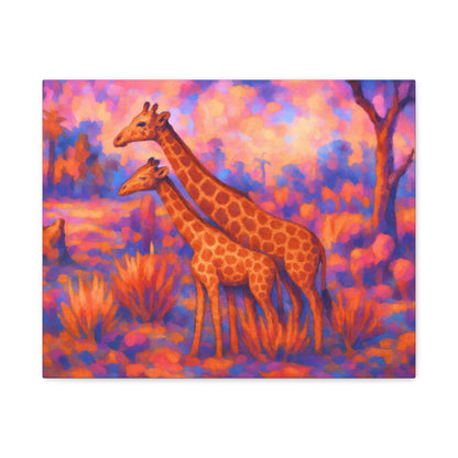 Safari Sunset Giraffe Canvas Print - Vibrant Wildlife Wall Art