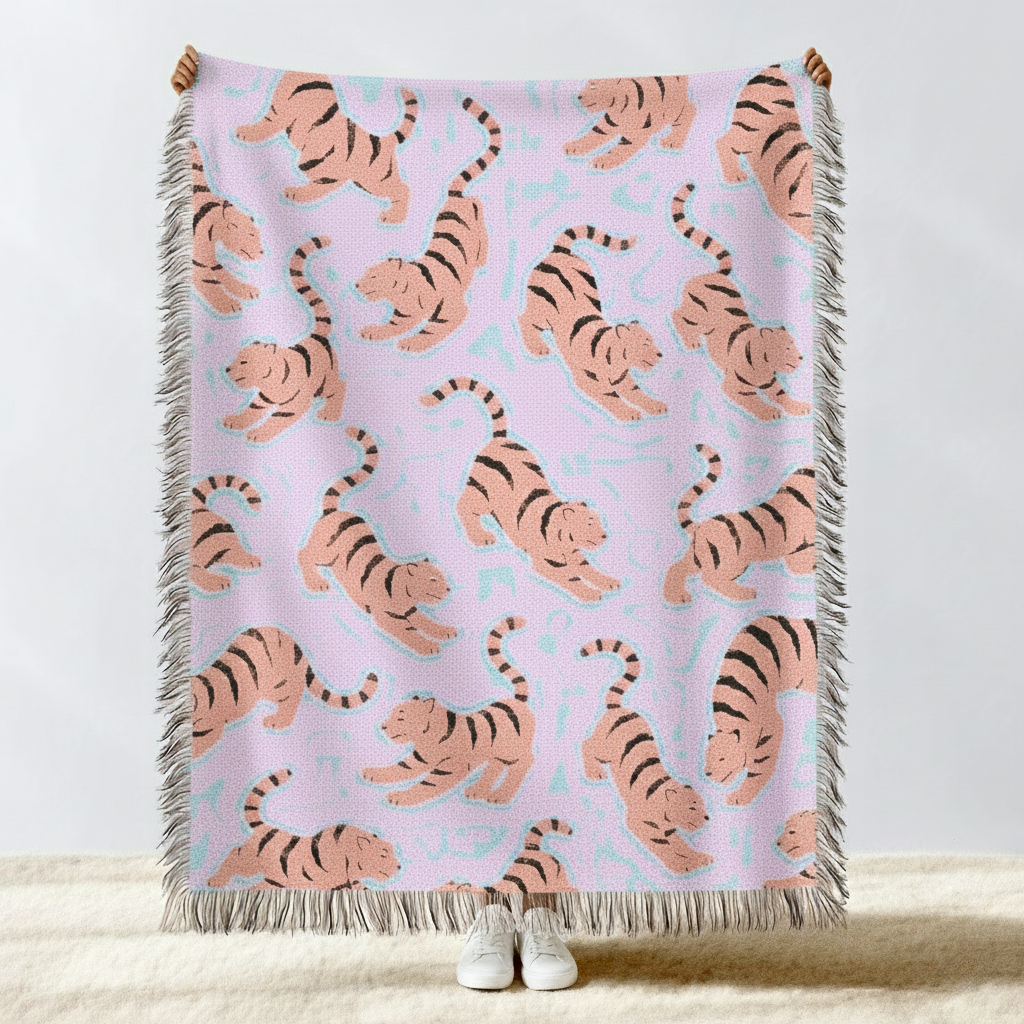 Tiger Animal Woven Throw Blanket