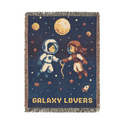 Galaxy Lovers Woven Blanket Retro Pixel Art
