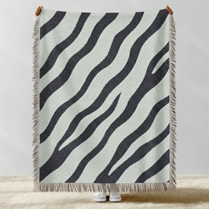 Zebra Stripe Woven Throw Blanket Blue & Gray