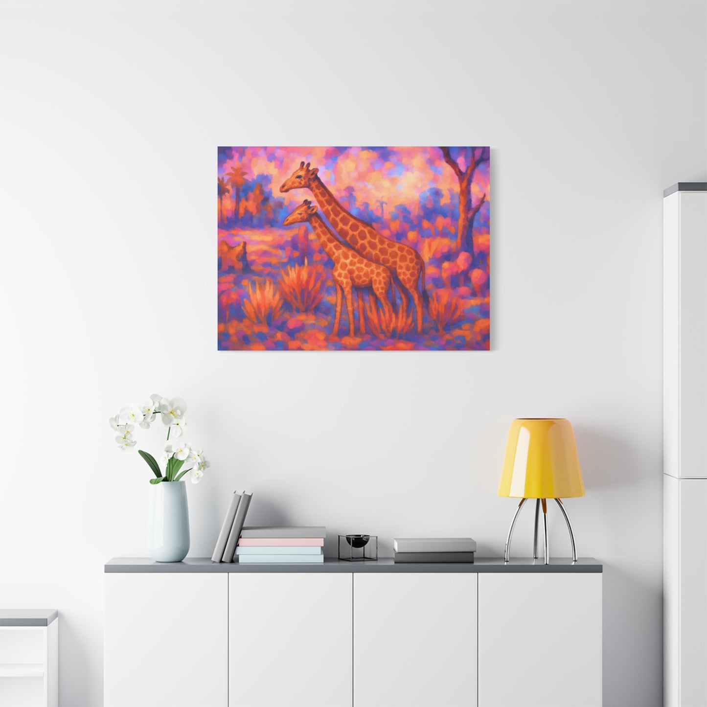 Safari Sunset Giraffe Canvas Print - Vibrant Wildlife Wall Art