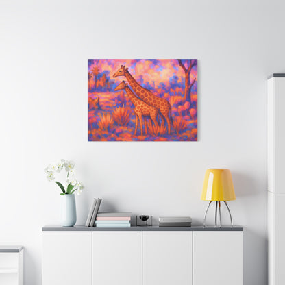 Safari Sunset Giraffe Canvas Print - Vibrant Wildlife Wall Art