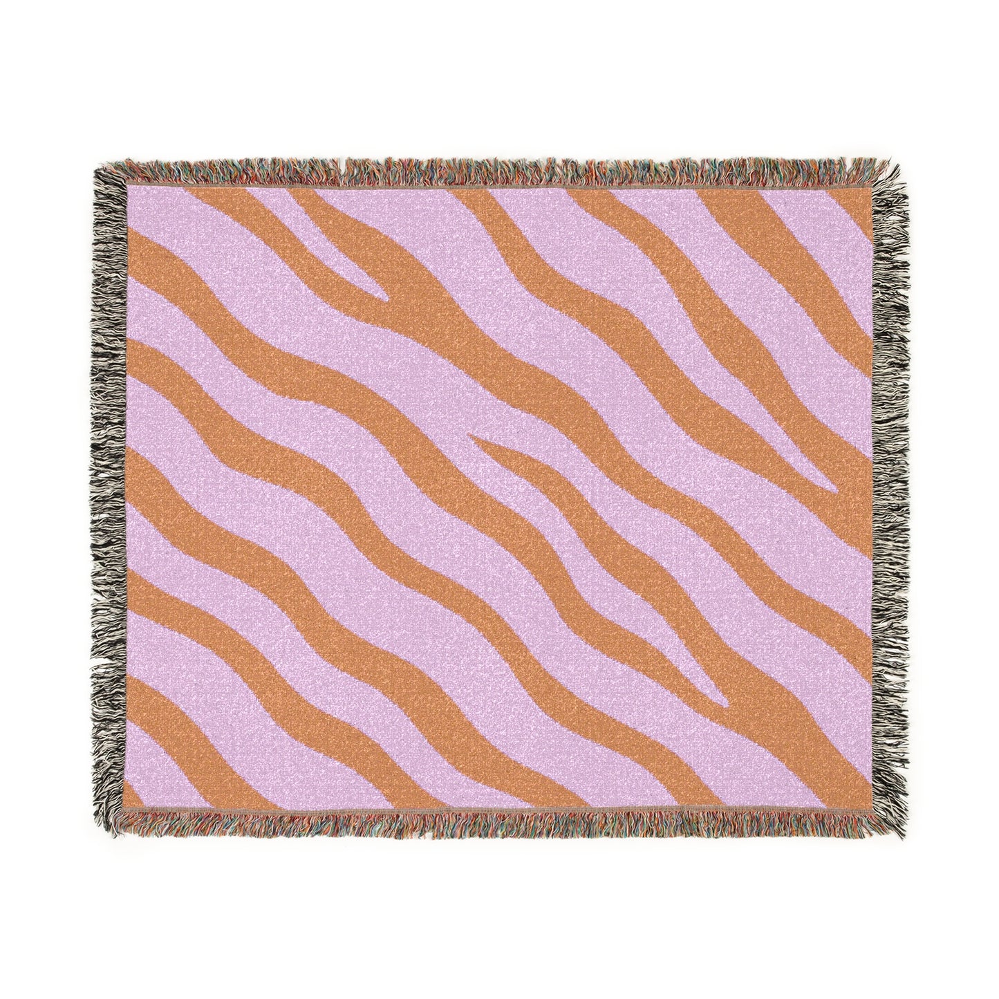 Zebra Stripe Cotton Throw Blanket Lavender and Orange