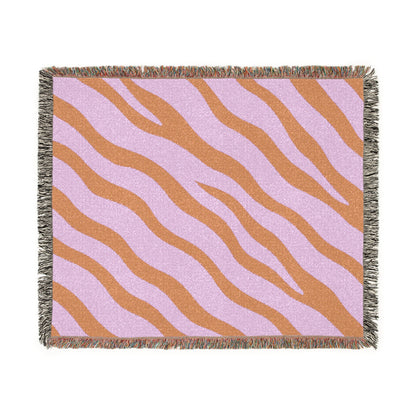 Zebra Stripe Cotton Throw Blanket Lavender and Orange