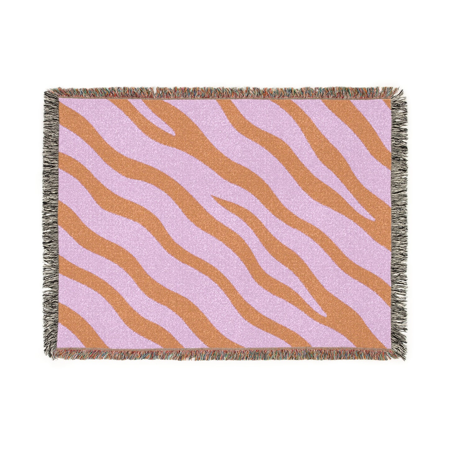 Zebra Stripe Cotton Throw Blanket Lavender and Orange