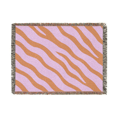 Zebra Stripe Cotton Throw Blanket Lavender and Orange