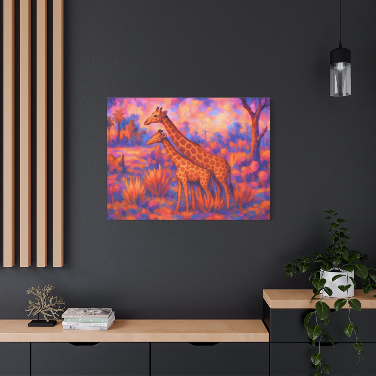Safari Sunset Giraffe Canvas Print - Vibrant Wildlife Wall Art