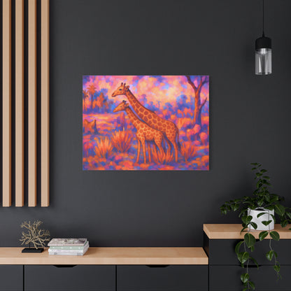 Safari Sunset Giraffe Canvas Print - Vibrant Wildlife Wall Art
