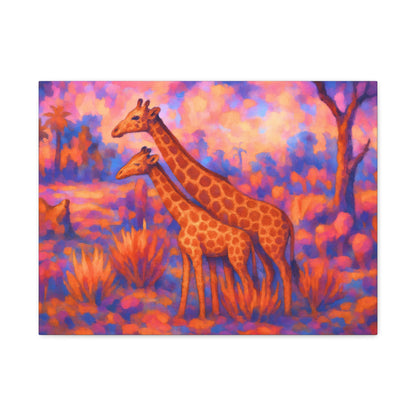 Safari Sunset Giraffe Canvas Print - Vibrant Wildlife Wall Art