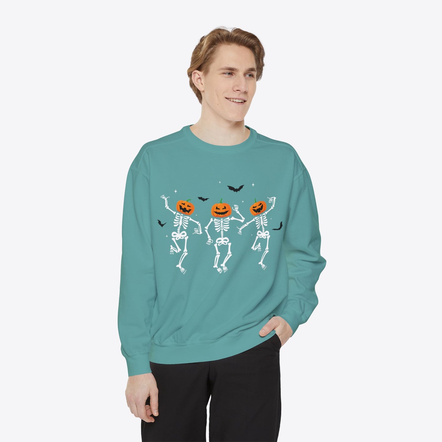 Dancing Pumpkin Head Skeleton Sweatshirt