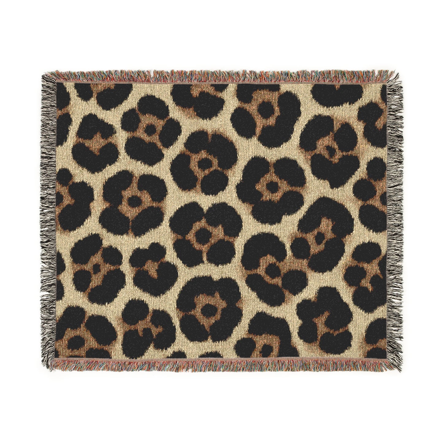Leopard Print Woven Throw Blanket