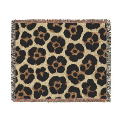 Leopard Print Woven Throw Blanket