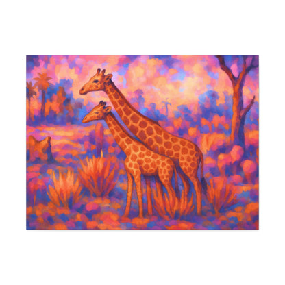 Safari Sunset Giraffe Canvas Print - Vibrant Wildlife Wall Art