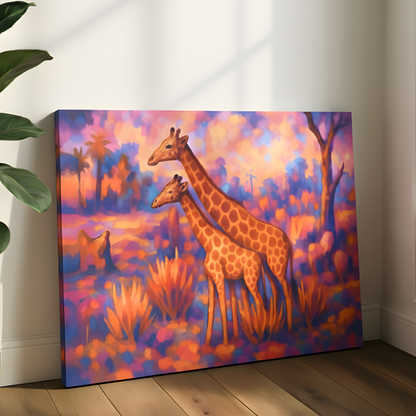 Safari Sunset Giraffe Canvas Print - Vibrant Wildlife Wall Art